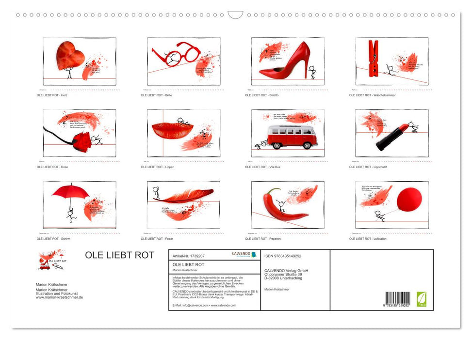 OLE LIEBT ROT (CALVENDO Wandkalender 2025)