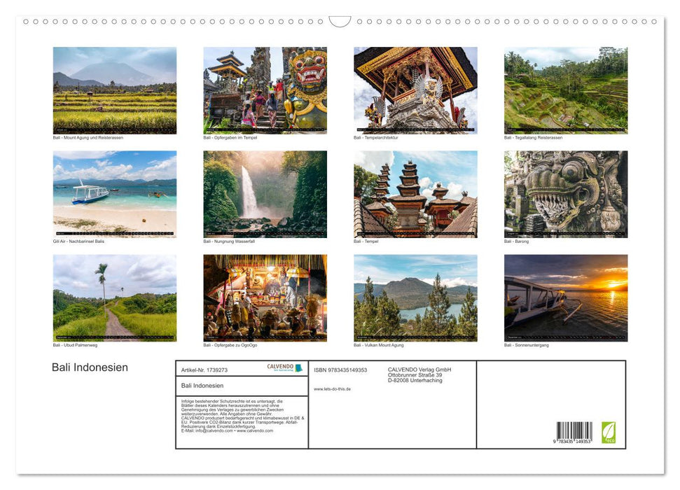 Bali Indonesien (CALVENDO Wandkalender 2025)