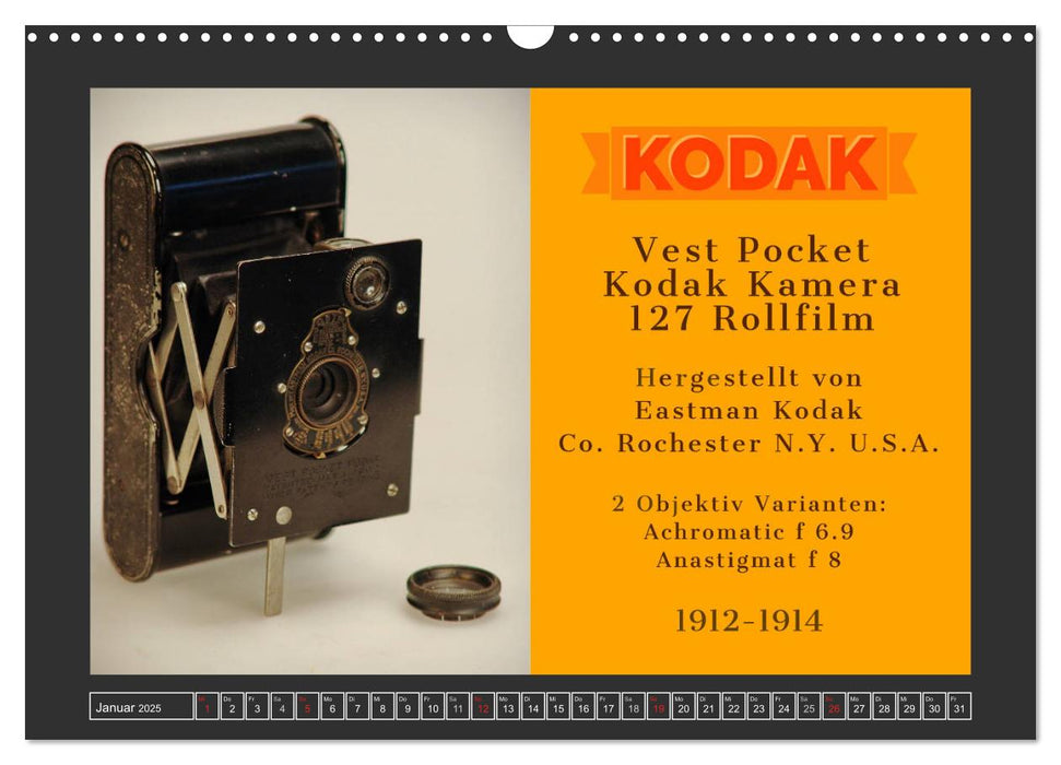 KODAK Antike Kameras 1912 - 1968 (CALVENDO Wandkalender 2025)