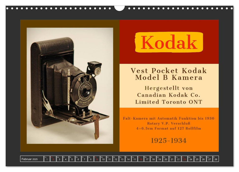 KODAK Antike Kameras 1912 - 1968 (CALVENDO Wandkalender 2025)