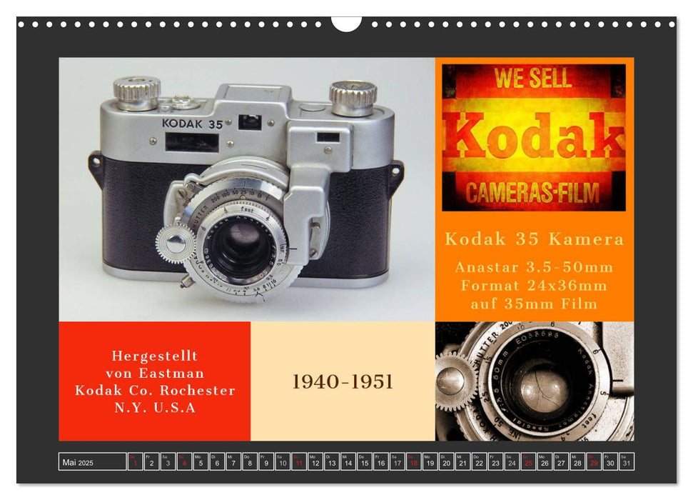 KODAK Antike Kameras 1912 - 1968 (CALVENDO Wandkalender 2025)