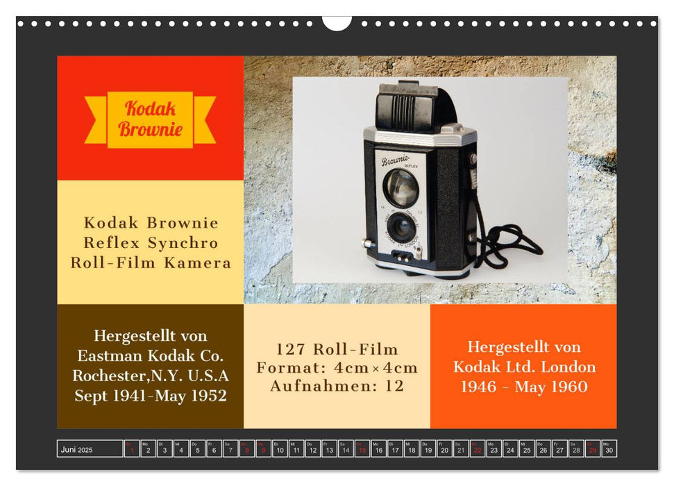 KODAK Antike Kameras 1912 - 1968 (CALVENDO Wandkalender 2025)