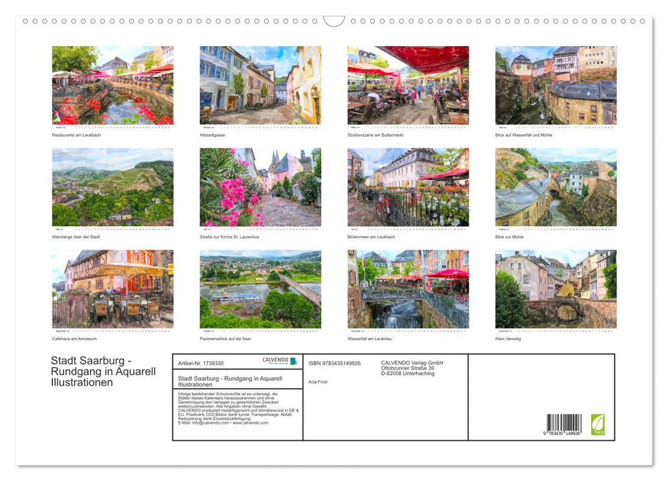 Stadt Saarburg - Rundgang in Aquarell Illustrationen (CALVENDO Wandkalender 2025)
