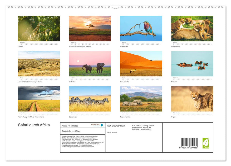 Safari durch Afrika (CALVENDO Premium Wandkalender 2025)