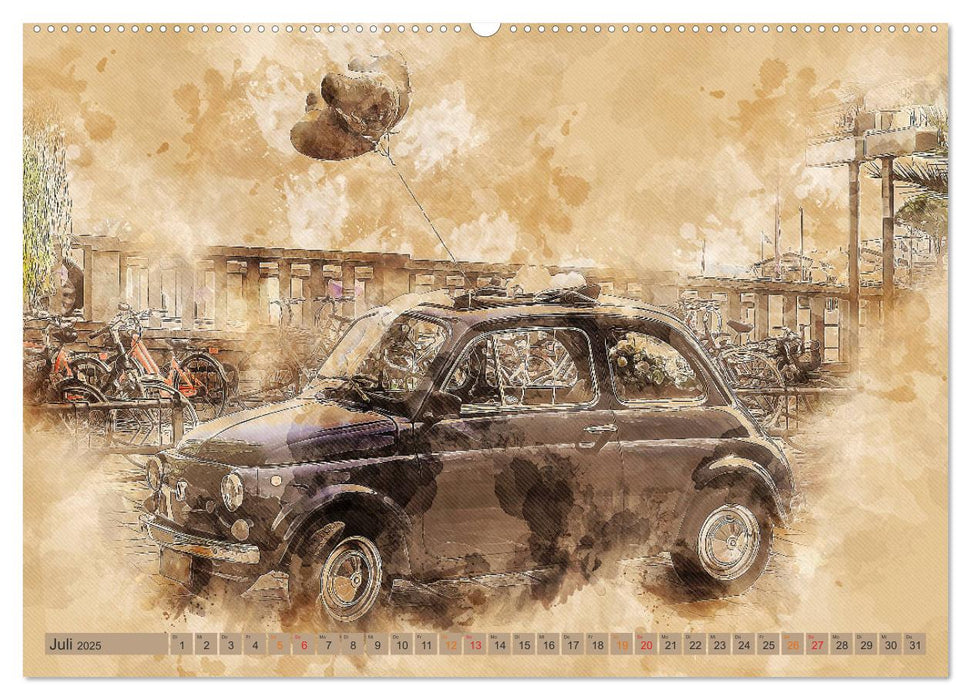 Kult-Autos, Nuova 500 (CALVENDO Premium Wandkalender 2025)