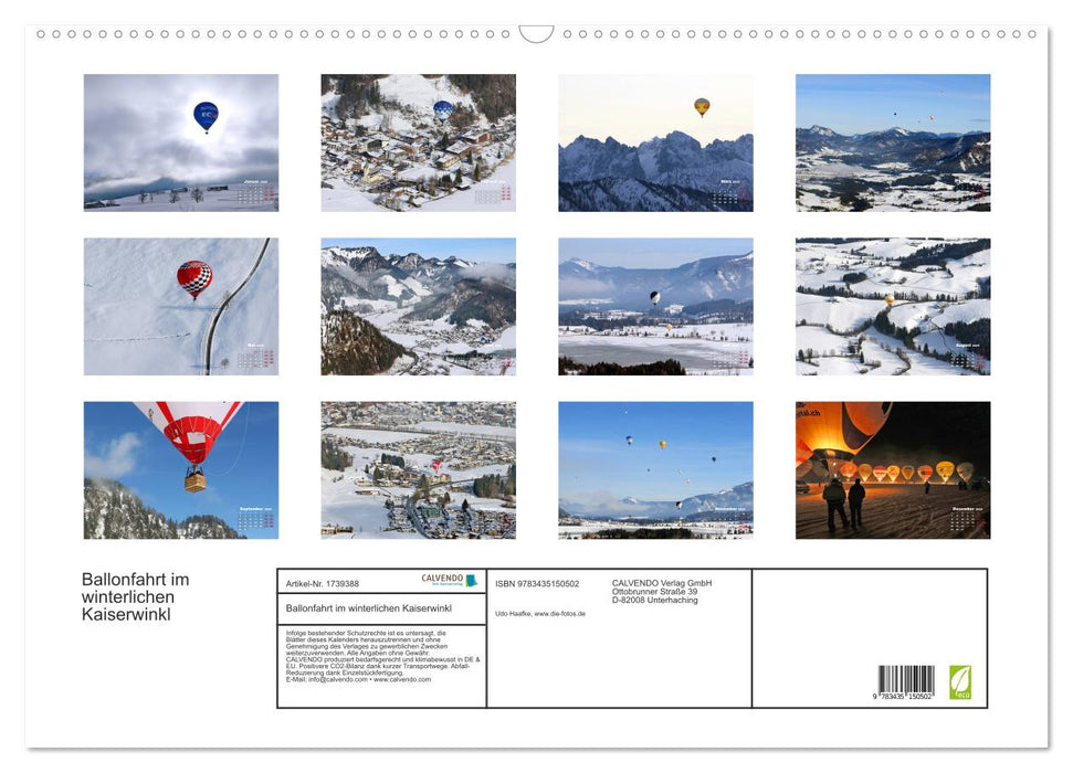 Ballonfahrt im winterlichen Kaiserwinkl (CALVENDO Wandkalender 2025)