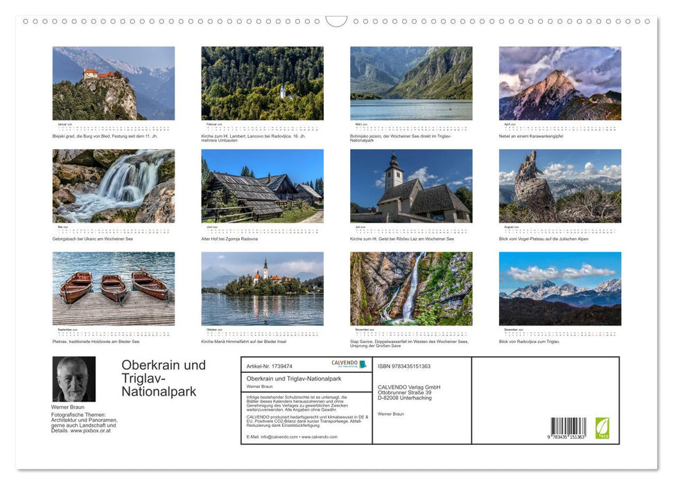 Oberkrain und Triglav-Nationalpark (CALVENDO Wandkalender 2025)