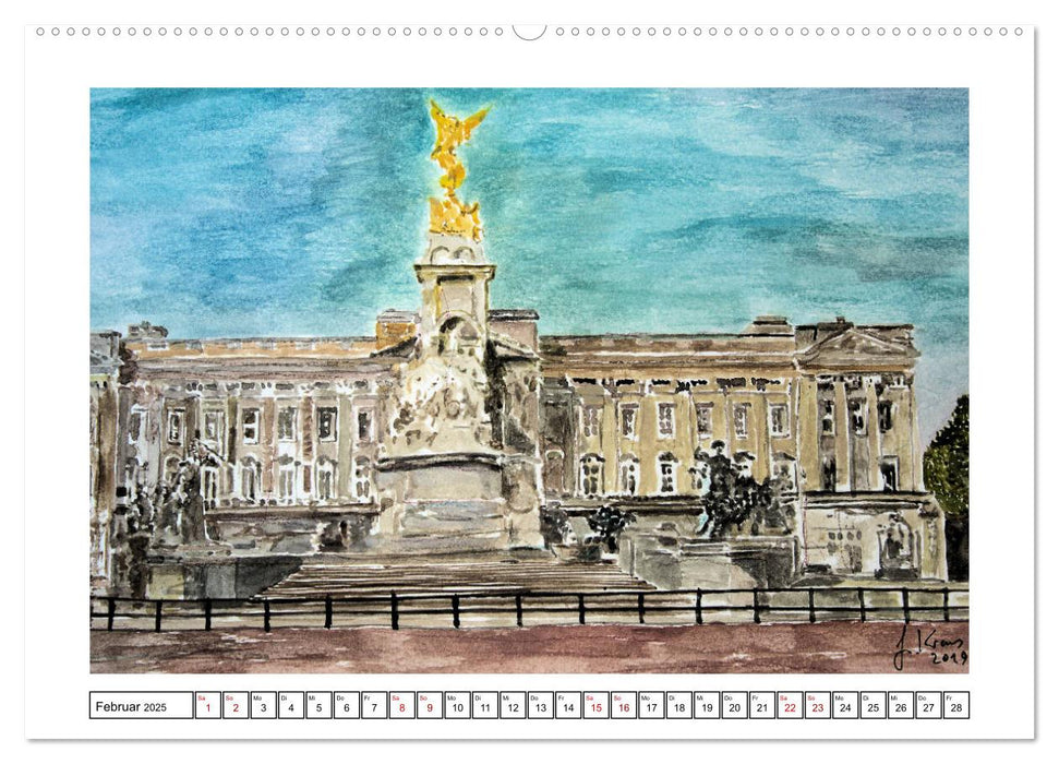 London in stillen Aquarellen (CALVENDO Premium Wandkalender 2025)