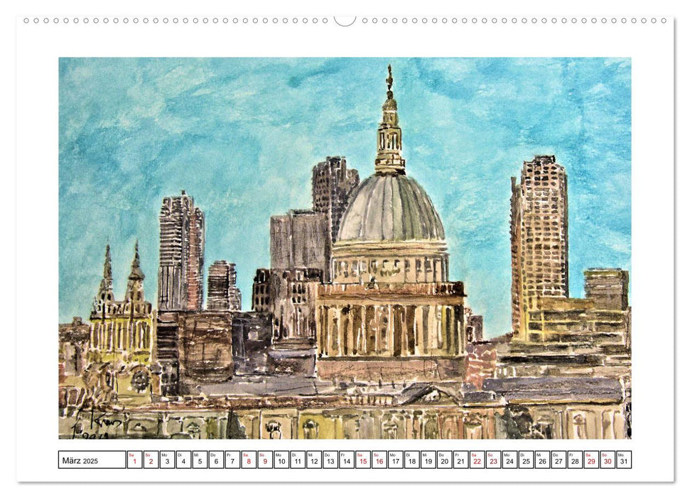 London in stillen Aquarellen (CALVENDO Premium Wandkalender 2025)