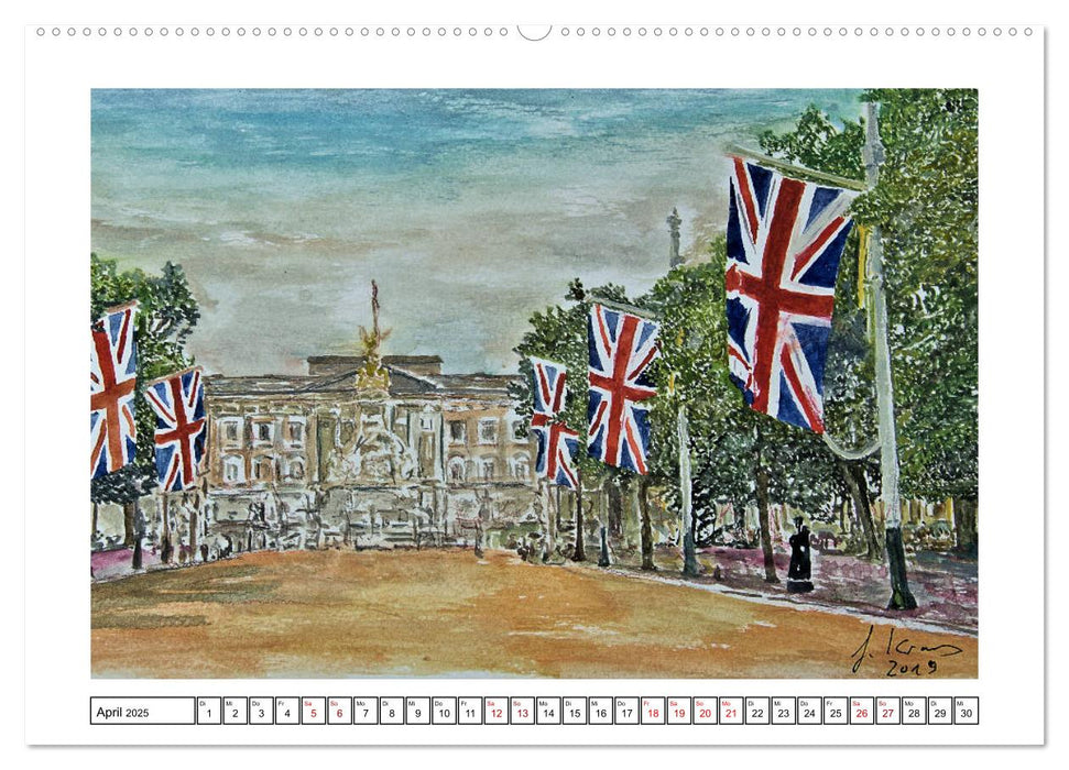 London in stillen Aquarellen (CALVENDO Premium Wandkalender 2025)