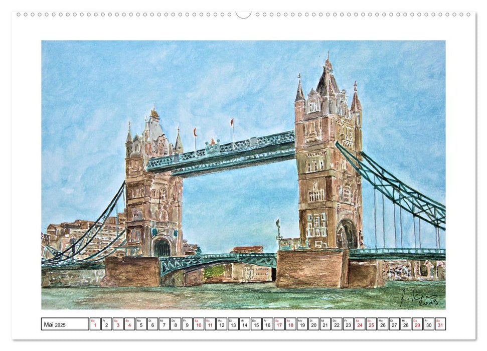 London in stillen Aquarellen (CALVENDO Premium Wandkalender 2025)