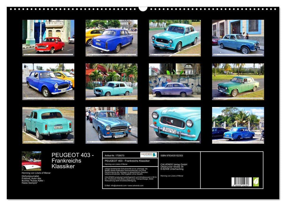 PEUGEOT 403 - Frankreichs Klassiker (CALVENDO Wandkalender 2025)