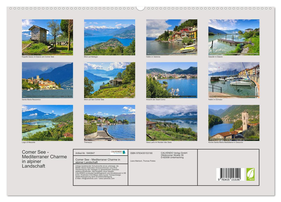 Comer See - Mediterraner Charme in alpiner Landschaft (CALVENDO Premium Wandkalender 2025)