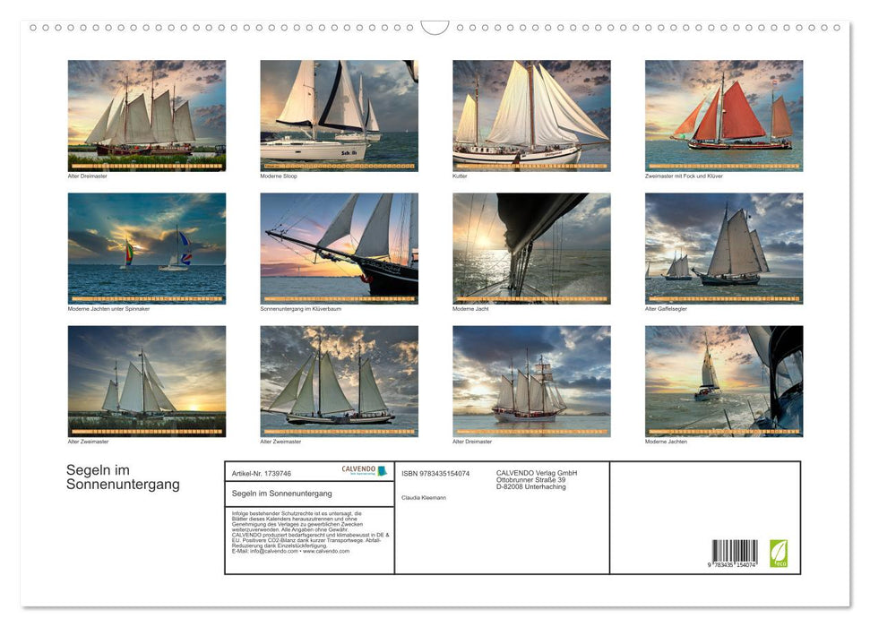 Segeln im Sonnenuntergang (CALVENDO Wandkalender 2025)