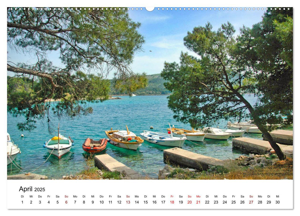 Farbenfrohe Boote in kristallklarem Wasser (CALVENDO Wandkalender 2025)