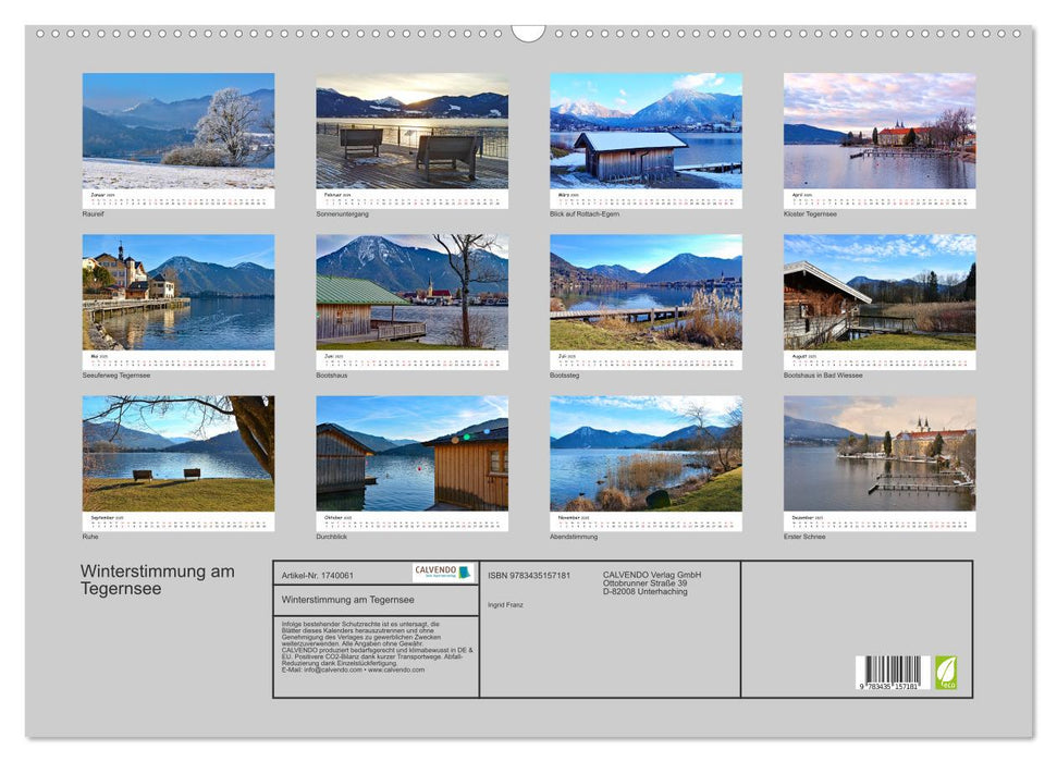 Winterstimmung am Tegernsee (CALVENDO Wandkalender 2025)