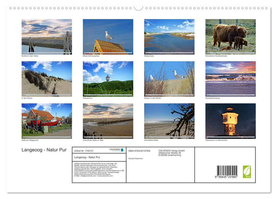 Langeoog - Natur Pur (CALVENDO Premium Wandkalender 2025)