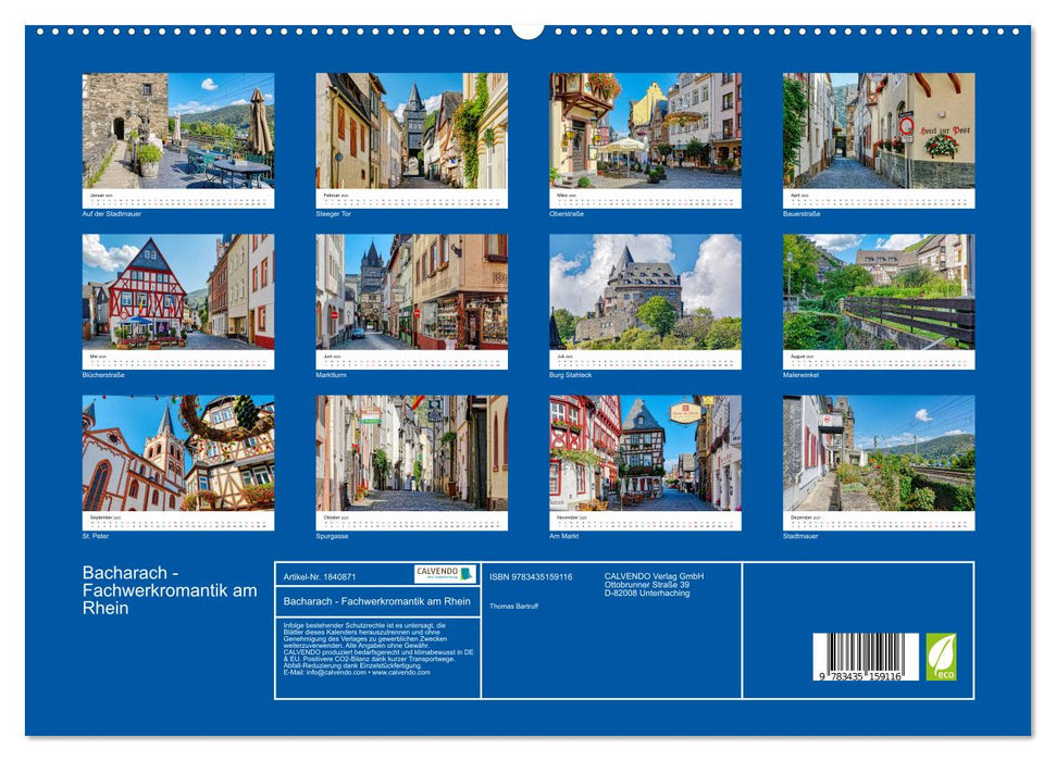 Bacharach - Fachwerkromantik am Rhein (CALVENDO Premium Wandkalender 2025)