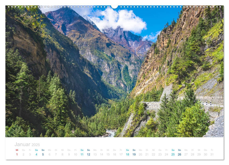 Abenteuer Himalaya - Fernwandern im Annapurna (CALVENDO Premium Wandkalender 2025)