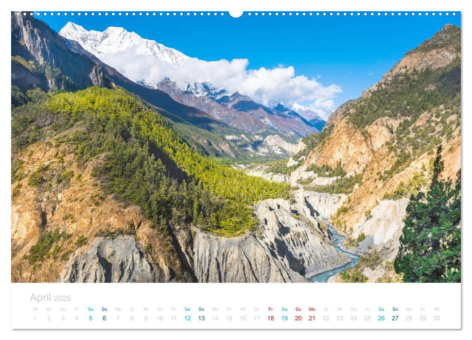 Abenteuer Himalaya - Fernwandern im Annapurna (CALVENDO Premium Wandkalender 2025)