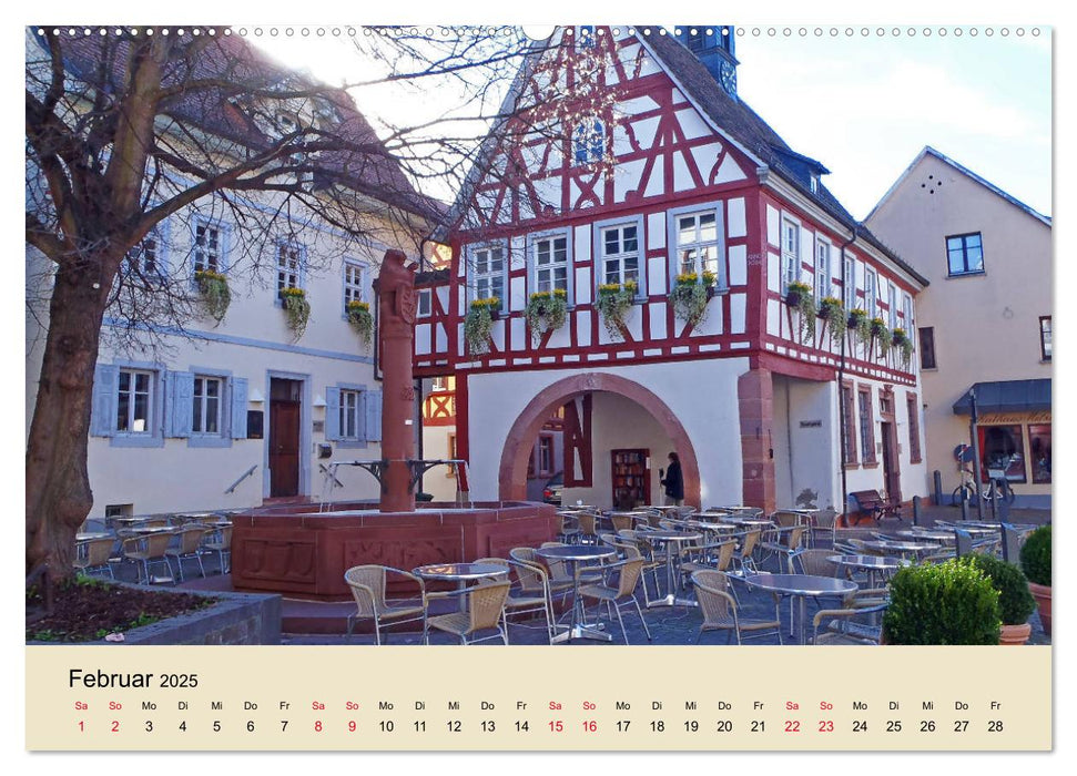 Entlang der Bergstraße Burgen, Wein und Fachwerk (CALVENDO Wandkalender 2025)