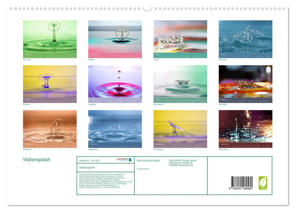 Watersplash (CALVENDO Premium Wandkalender 2025)