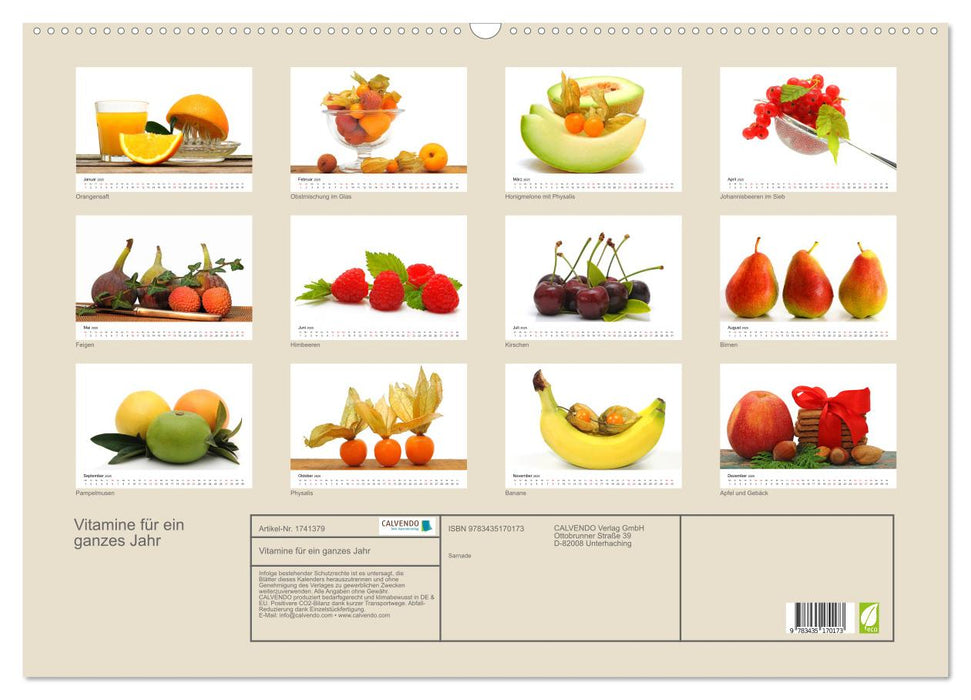 Vitamine für ein ganzes Jahr (CALVENDO Wandkalender 2025)