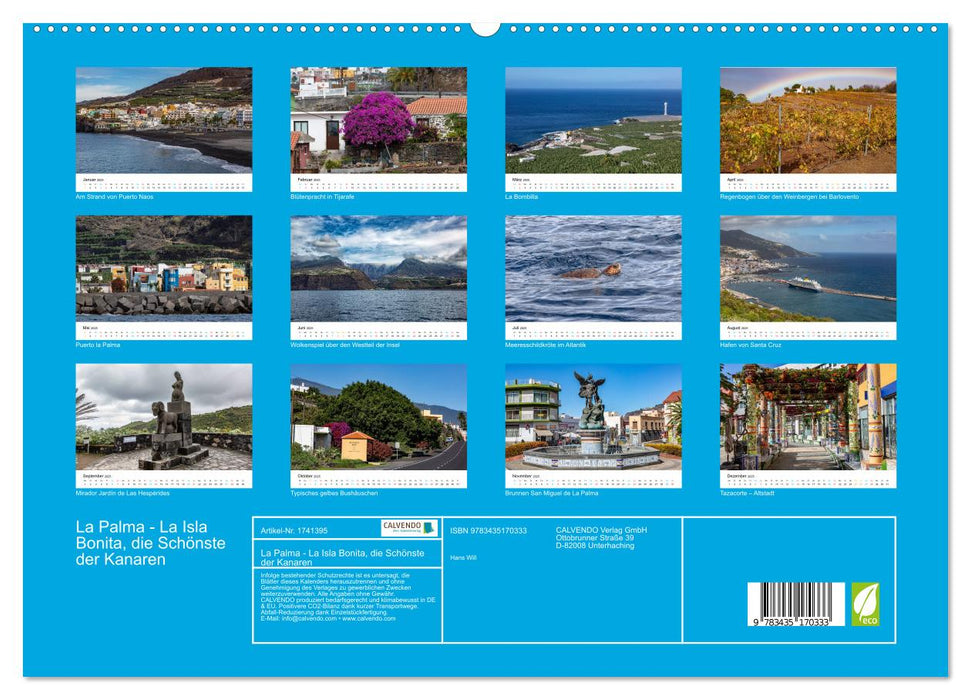 La Palma - La Isla Bonita, die Schönste der Kanaren (CALVENDO Premium Wandkalender 2025)