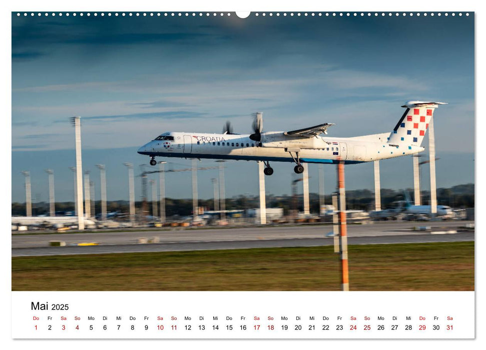 Planespotting am Flughafen München (CALVENDO Premium Wandkalender 2025)