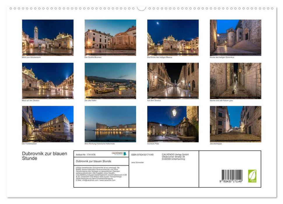 Dubrovnik zur blauen Stunde (CALVENDO Premium Wandkalender 2025)