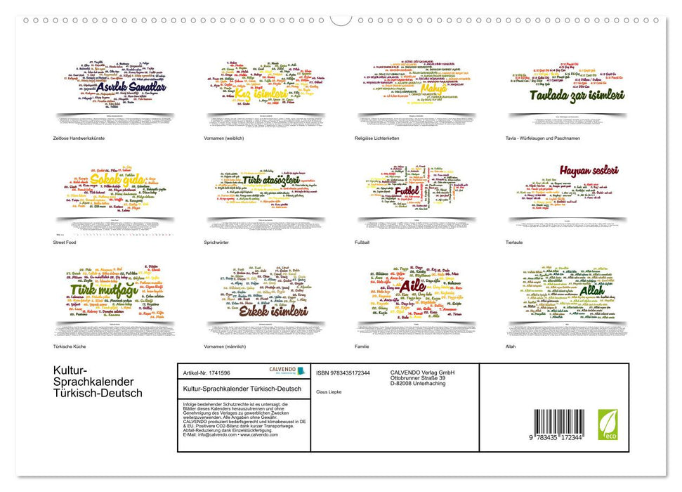 Kultur-Sprachkalender Türkisch-Deutsch (CALVENDO Premium Wandkalender 2025)