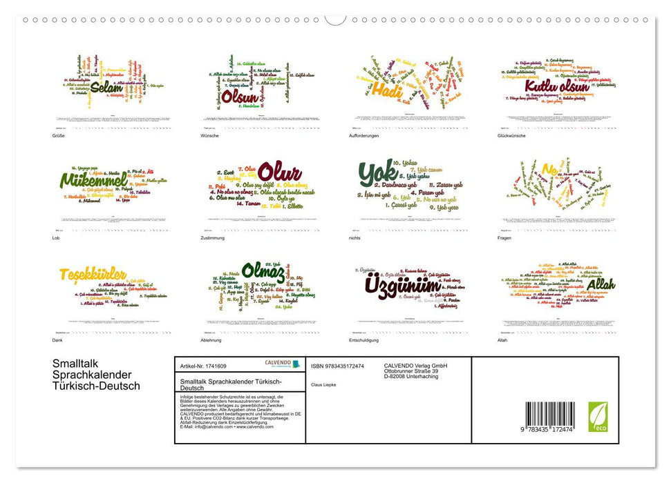 Smalltalk Sprachkalender Türkisch-Deutsch (CALVENDO Premium Wandkalender 2025)