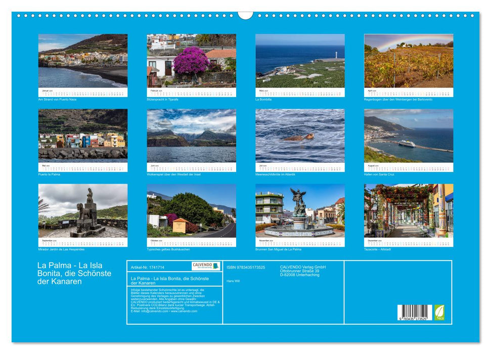 La Palma - La Isla Bonita, die Schönste der Kanaren (CALVENDO Wandkalender 2025)