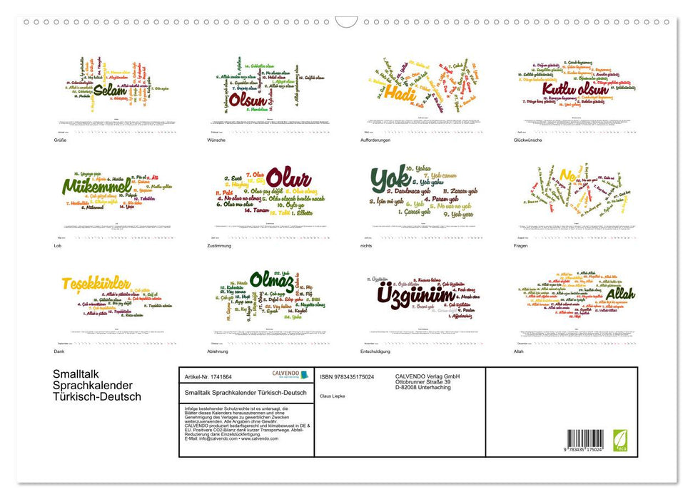Smalltalk Sprachkalender Türkisch-Deutsch (CALVENDO Wandkalender 2025)
