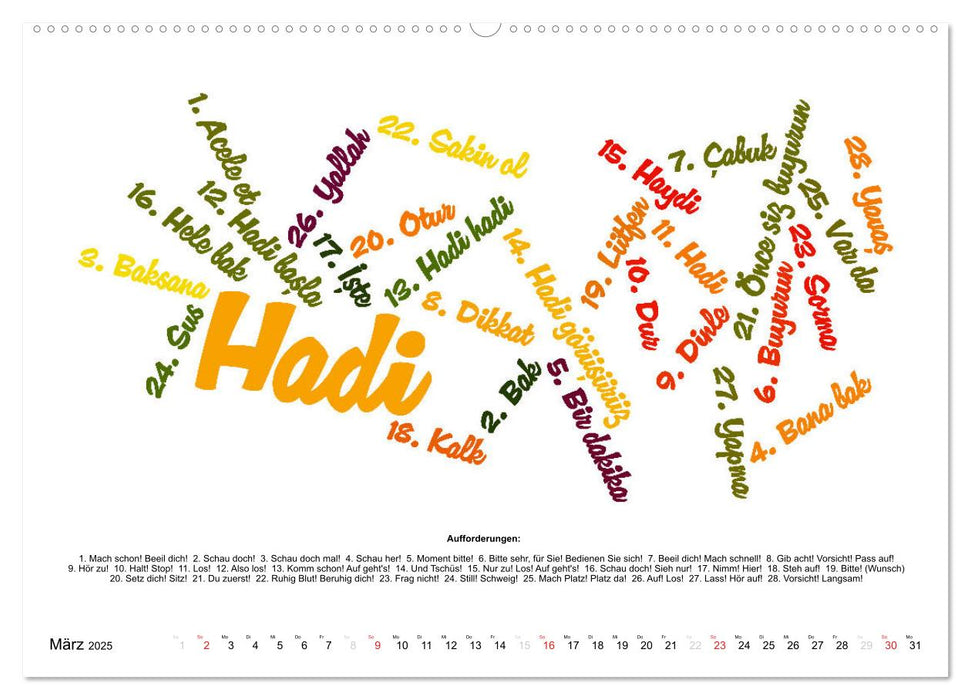 Smalltalk Sprachkalender Türkisch-Deutsch (CALVENDO Wandkalender 2025)