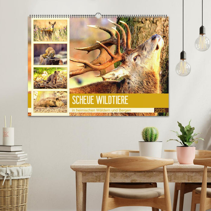 Scheue Wildtiere in heimischen Wäldern und Bergen (CALVENDO Wandkalender 2025)