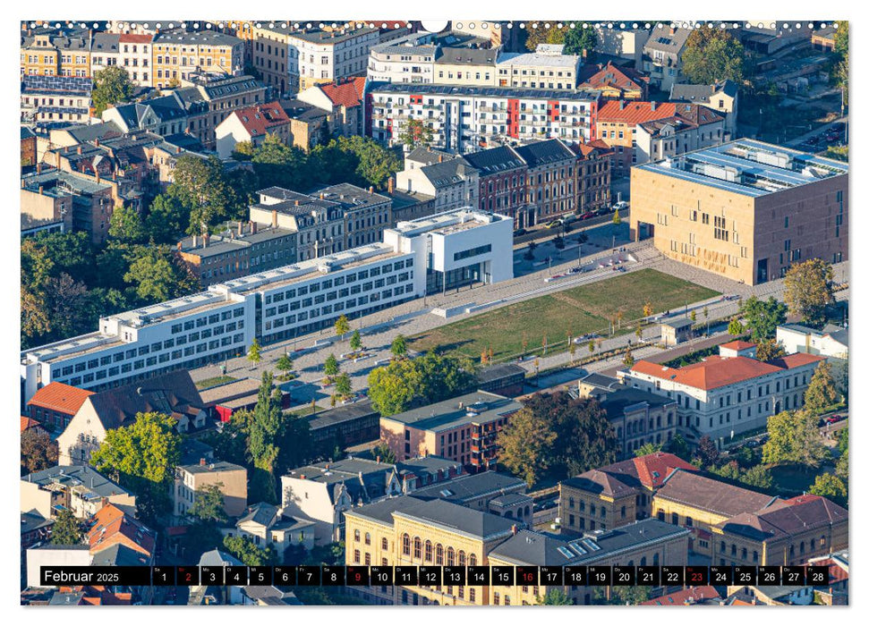 Halle an der Saale von oben (CALVENDO Premium Wandkalender 2025)