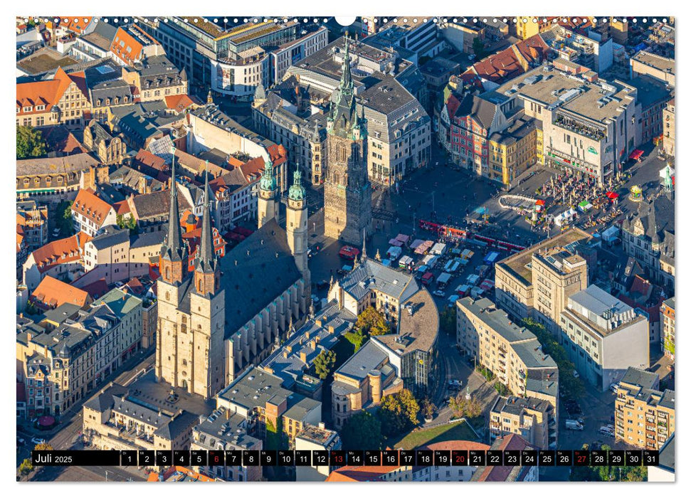 Halle an der Saale von oben (CALVENDO Premium Wandkalender 2025)