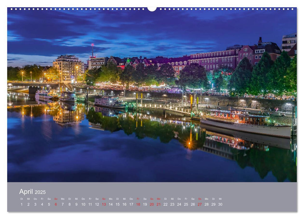 Nachts in Bremen (CALVENDO Wandkalender 2025)