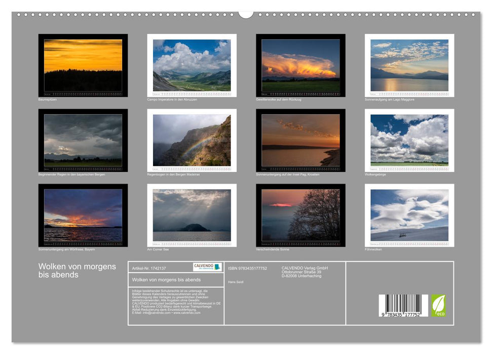 Wolken von morgens bis abends (CALVENDO Premium Wandkalender 2025)