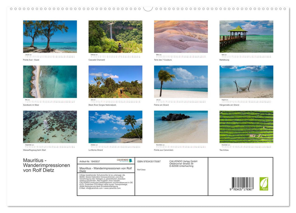 Mauritius - Wanderimpressionen von Rolf Dietz (CALVENDO Premium Wandkalender 2025)