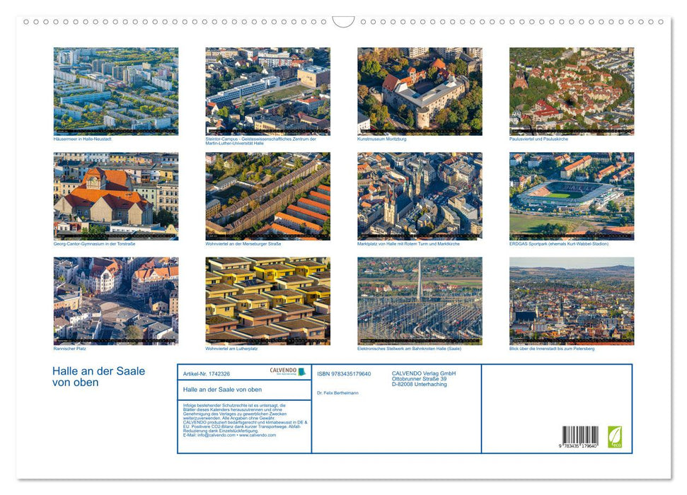 Halle an der Saale von oben (CALVENDO Wandkalender 2025)