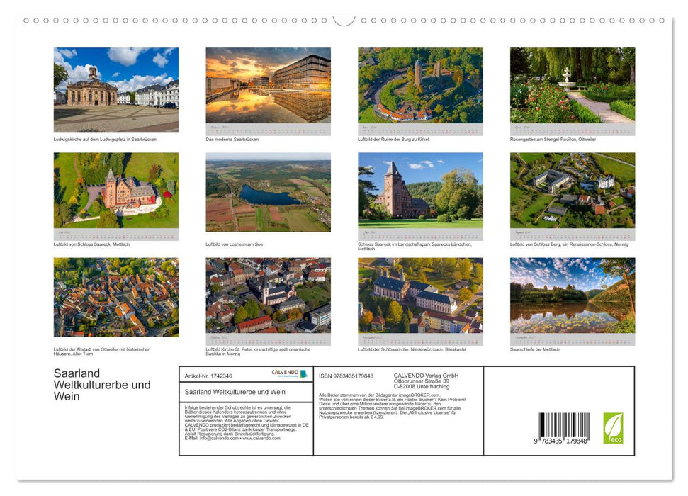 Saarland Weltkulturerbe und Wein (CALVENDO Premium Wandkalender 2025)