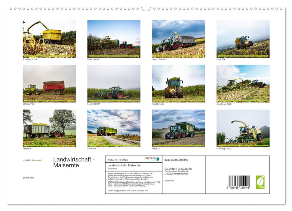 Landwirtschaft - Maisernte (CALVENDO Premium Wandkalender 2025)