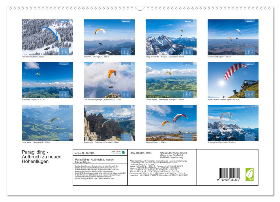 Paragliding - Aufbruch zu neuen Höhenflügen (CALVENDO Premium Wandkalender 2025)