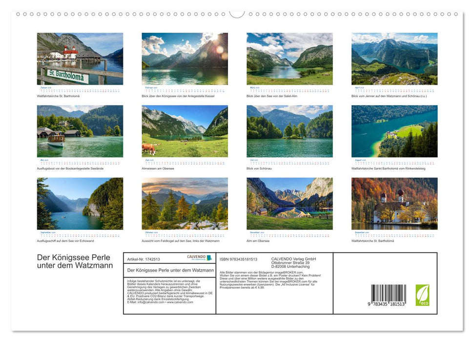 Der Königssee Perle unter dem Watzmann (CALVENDO Premium Wandkalender 2025)