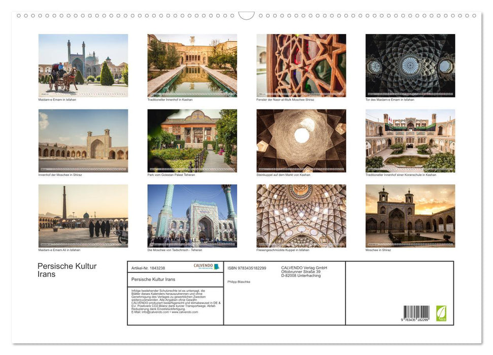 Persische Kultur Irans (CALVENDO Wandkalender 2025)