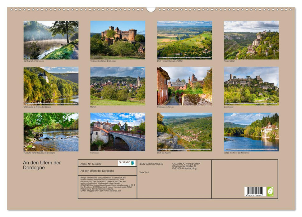 An den Ufern der Dordogne (CALVENDO Wandkalender 2025)