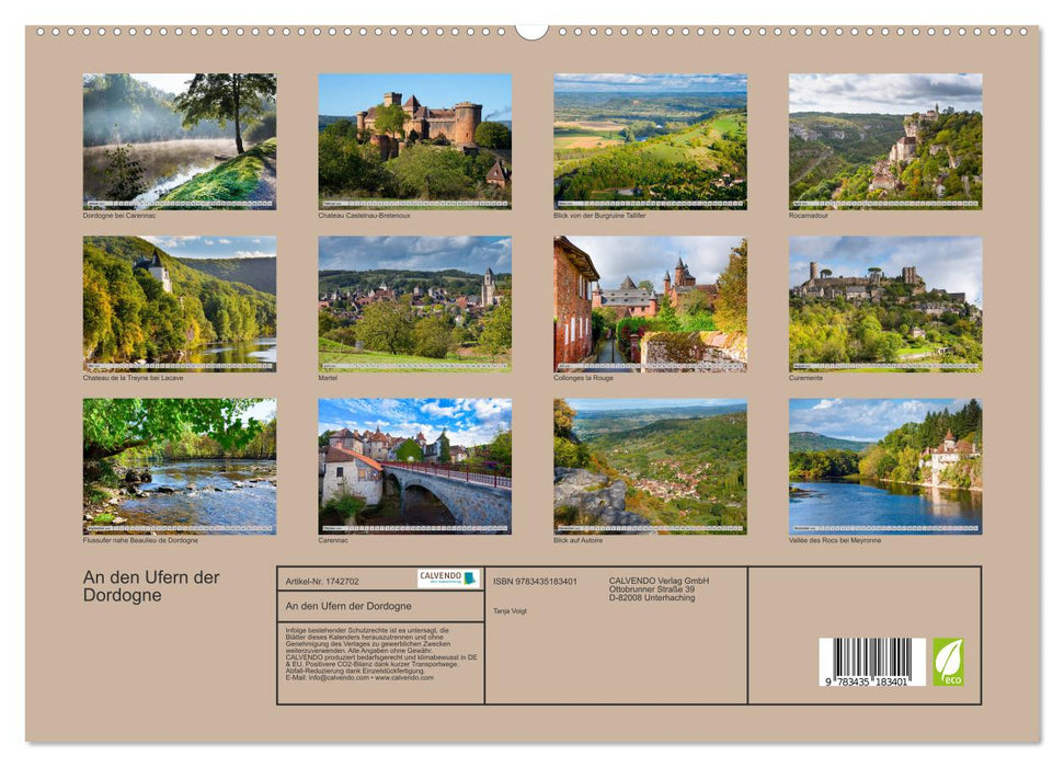 An den Ufern der Dordogne (CALVENDO Premium Wandkalender 2025)