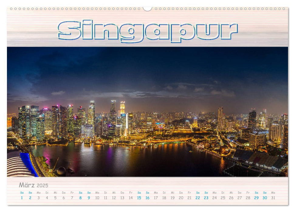 Singapur als Panorama (CALVENDO Premium Wandkalender 2025)